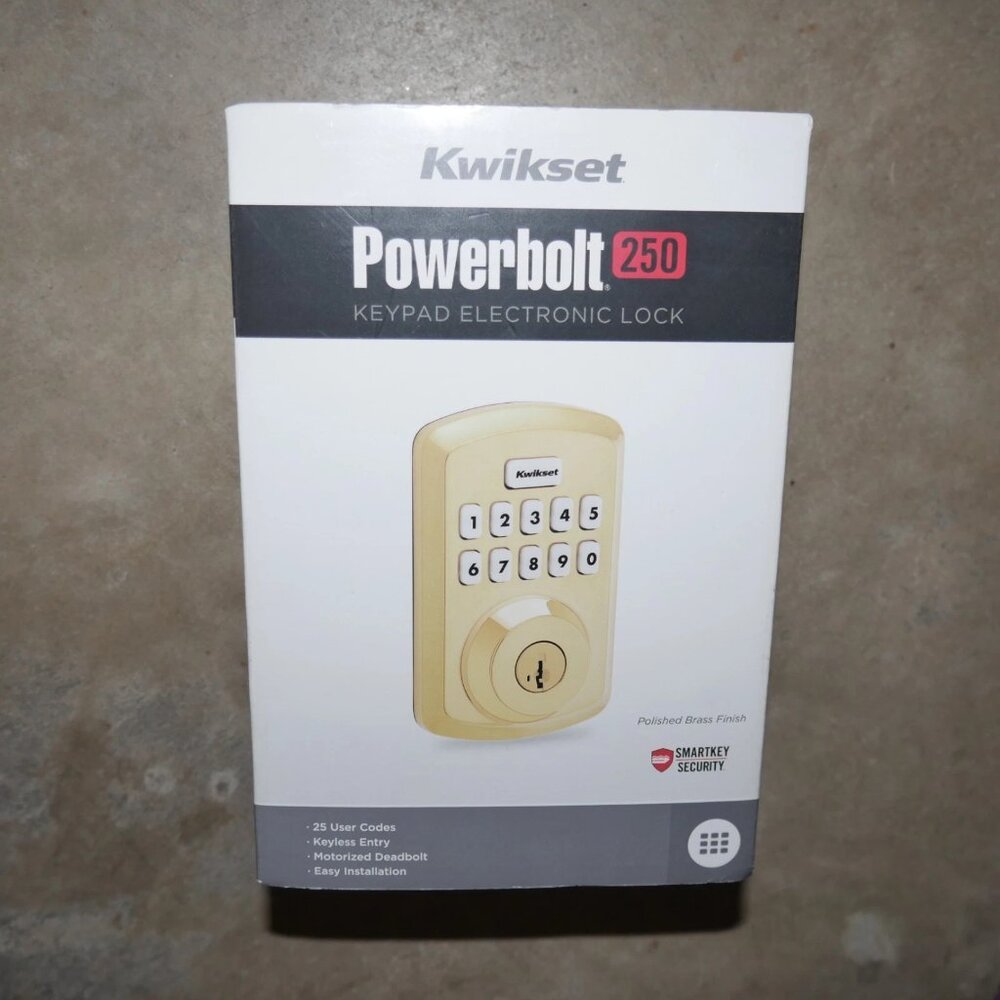 New Sealed Kwikset Powerbolt 250 10-Button Keypad Polished Brass Deadbolt Lock